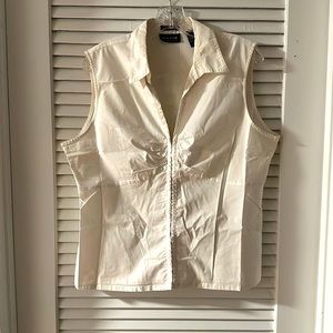New York & Company City Stretch White Sleeveless Blouse